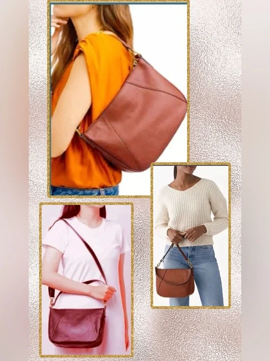 Fossil Skylar Leather Crossbody Purse Brandy Brown Bag Womens NWT Classic Boho - Picture 3 of 17